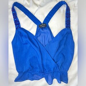 Bebe Royal Blue Embellished Crop Top Size XXS